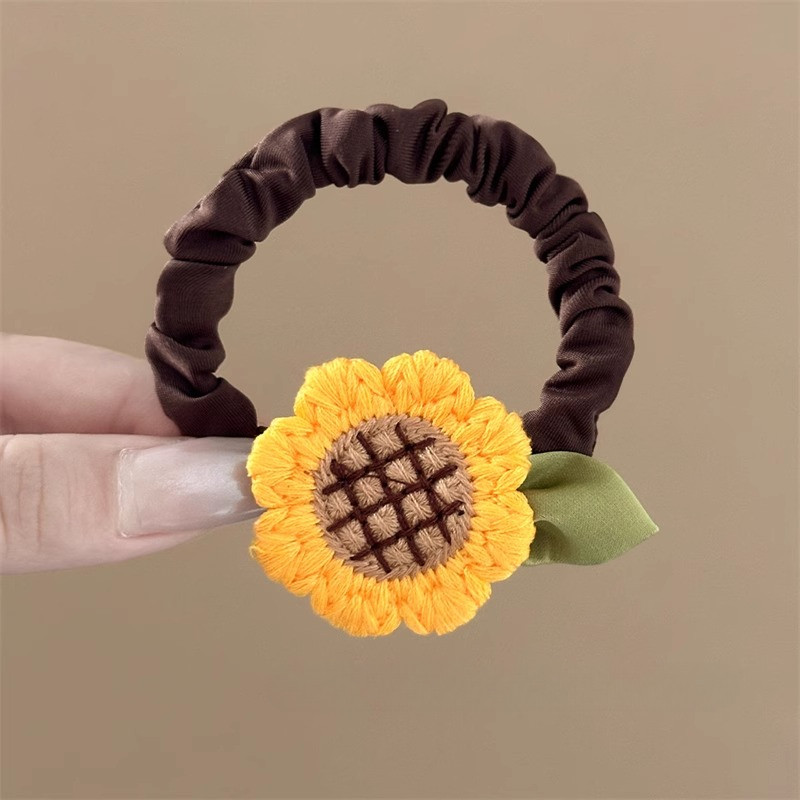 ยางรัดผมดอกทานตะวัน Scrunchies ยางรัดผมหางม้า เครื่องประดับผม