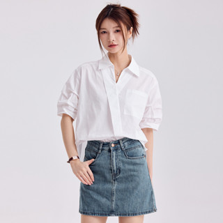 เสื้อเชิ้ตแขนสั้น Miziqi 2025 แบบลายพับไม่สม่ำเสมอ สำหรับฤดู…