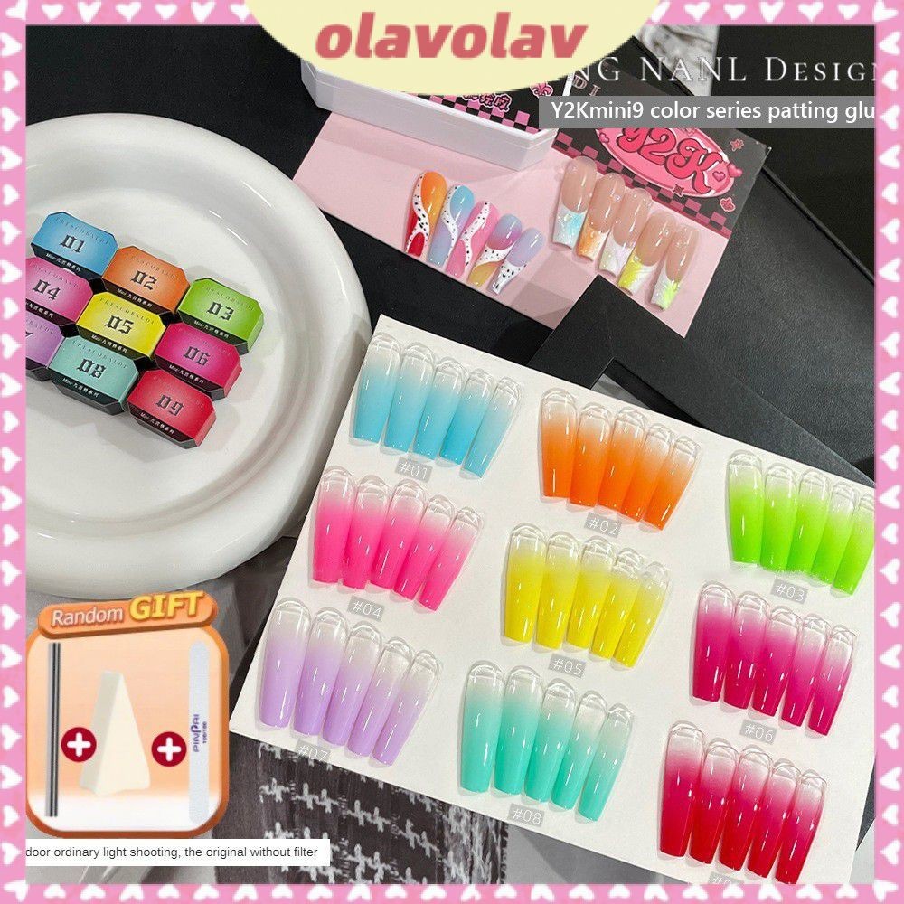 ซื้อ 1 แถม 3 ฟรี Hua Si Di Xiao Ying Nail Art Y2K9 Color Mini Nine-square Series No-wash Painting Gl