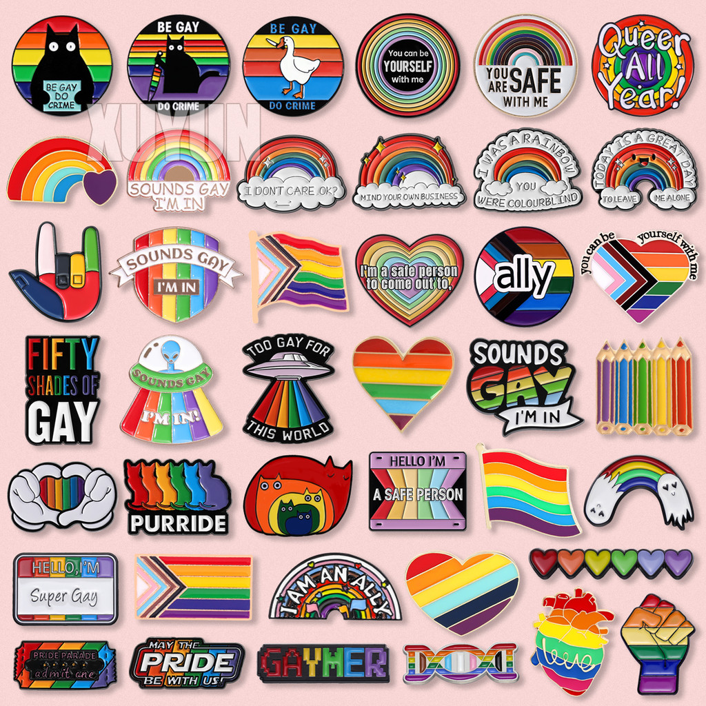 100 รูปแบบ LGBTQ Rainbow Lapel เข็มกลัดธงหัวใจรักเคลือบ Pin กระเป๋าป้ายโลหะเครื่องประดับอุปกรณ์เสริมของขวัญสําหรับเพื่อน
