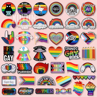 100 รูปแบบ LGBTQ Rainbow Lapel เข็มกลัดธงหัวใจรักเคลือบ Pin …