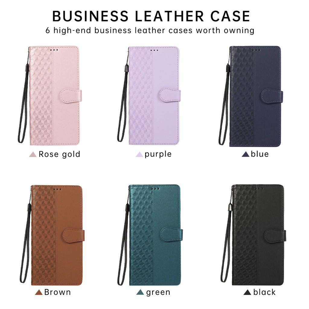 เคสโทรศัพท์สําหรับoppo A79 A18 A38 A58 A78 A98 5G Reno 11F Reno 10 Pro Reno 11 Pro 5G Realme 12 + Realme 11 5G Realme 12 Pro + Splice Rhombic Designsกระเป๋าสตางค์หนังฝาครอบกรณี