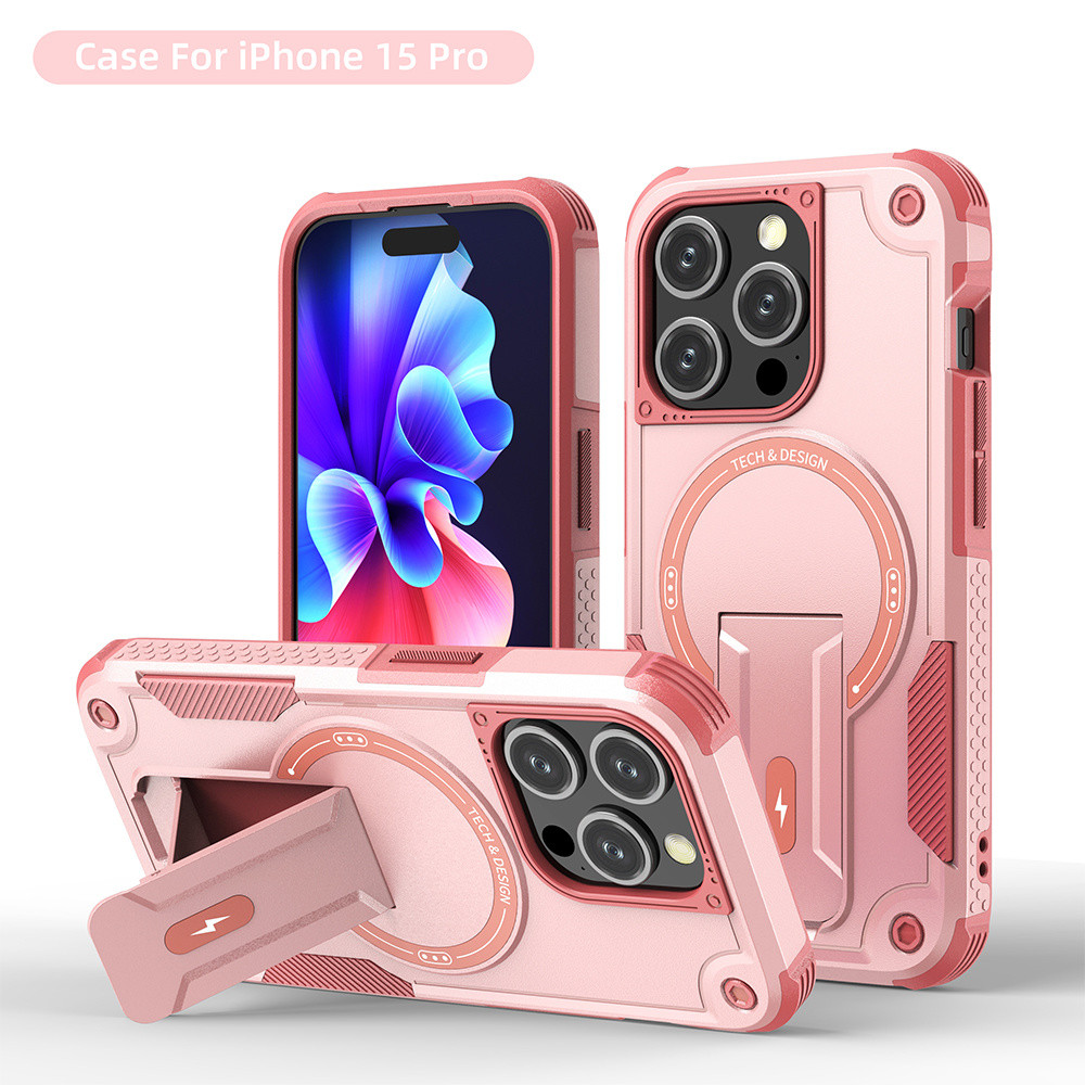 ความงามสูงเมชาผู้ถือแม่เหล็กเคสโทรศัพท์สําหรับiphone 11 12 13 14 15 16 Pro Maxปลอกวงเล็บพับแม่เหล็กฝาครอบป้องกันสําหรับiPhone15Promaxกรณี