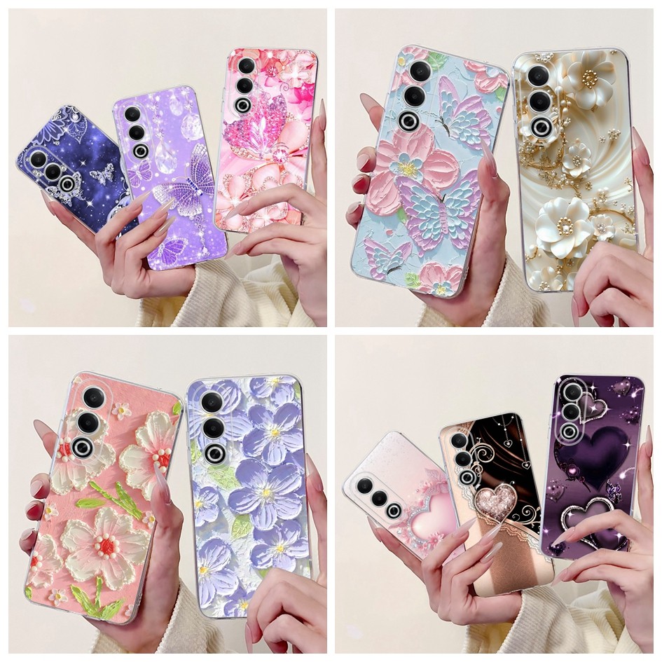 ปลอกอ่อนสําหรับ OPPO A80 / A3 Pro 5G / K12x 5G CPH2667 กรณีแฟชั่นผีเสื้อหัวใจซิลิโคนสําหรับ OPPO A3Pro 5G 80 กันชน