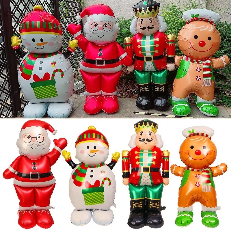 สินค้าตกแต่งคริสต์มาส-บอลลูนคริสต์มาสยืนขนาดใหญ่3ง-บอลลูนอลูมิเนียมฟอยล์พอง-ซานตาคลอสมนุษย์หิมะลูกโป่ง-สุขสันต์วันคริสต์มาสอุปกรณ์แต่