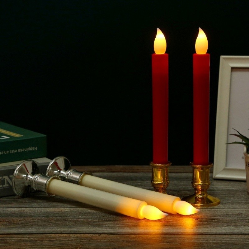เทียน นํา ไม่มีไฟ กะพริบเสาเทียนแสงแบตเตอรี่ดําเนินการคริสต์มาสอุปกรณ์บรรยากาศบ้าน