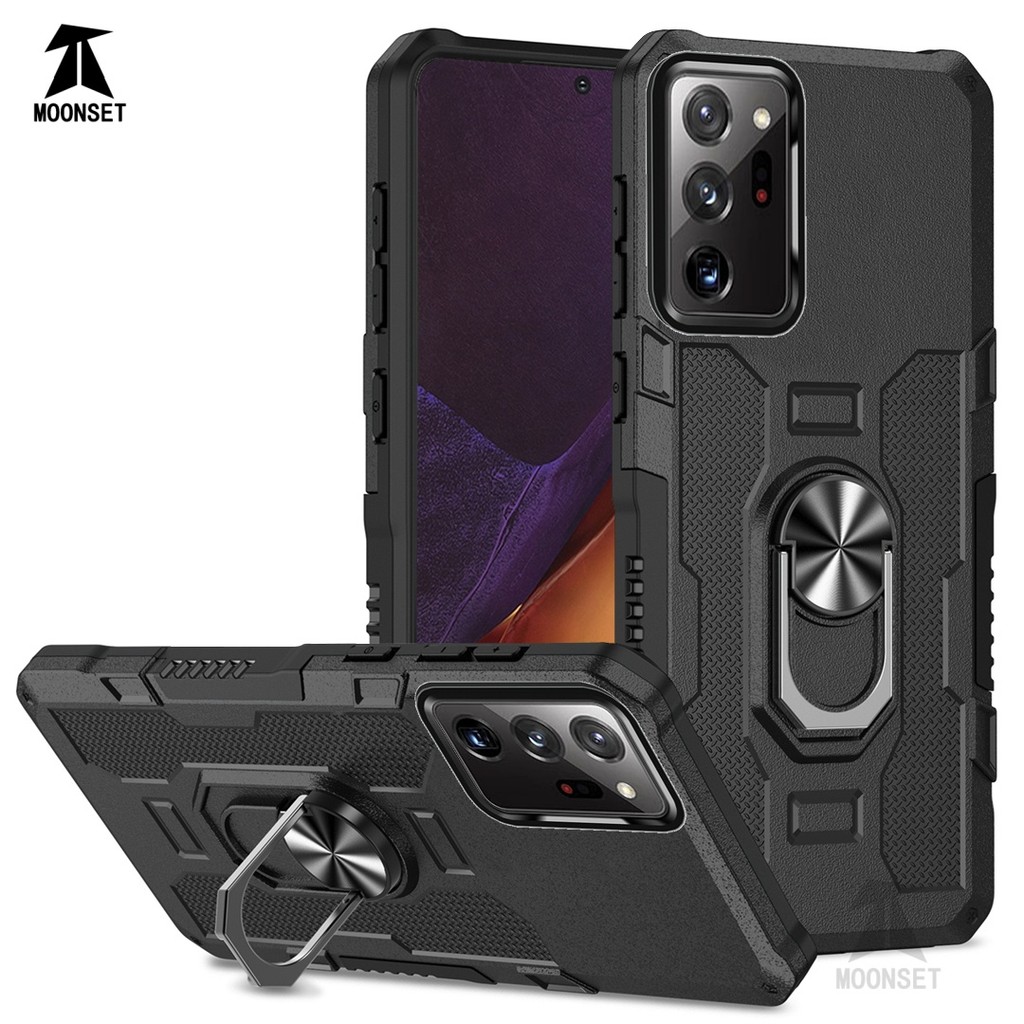 สําหรับ Samsung Note 20 Ultra Case Hard PC Back Soft TPU Edge กล้องป้องกันแหวนผู้ถือ Kickstand กันกระแทก Slim Thin Cover