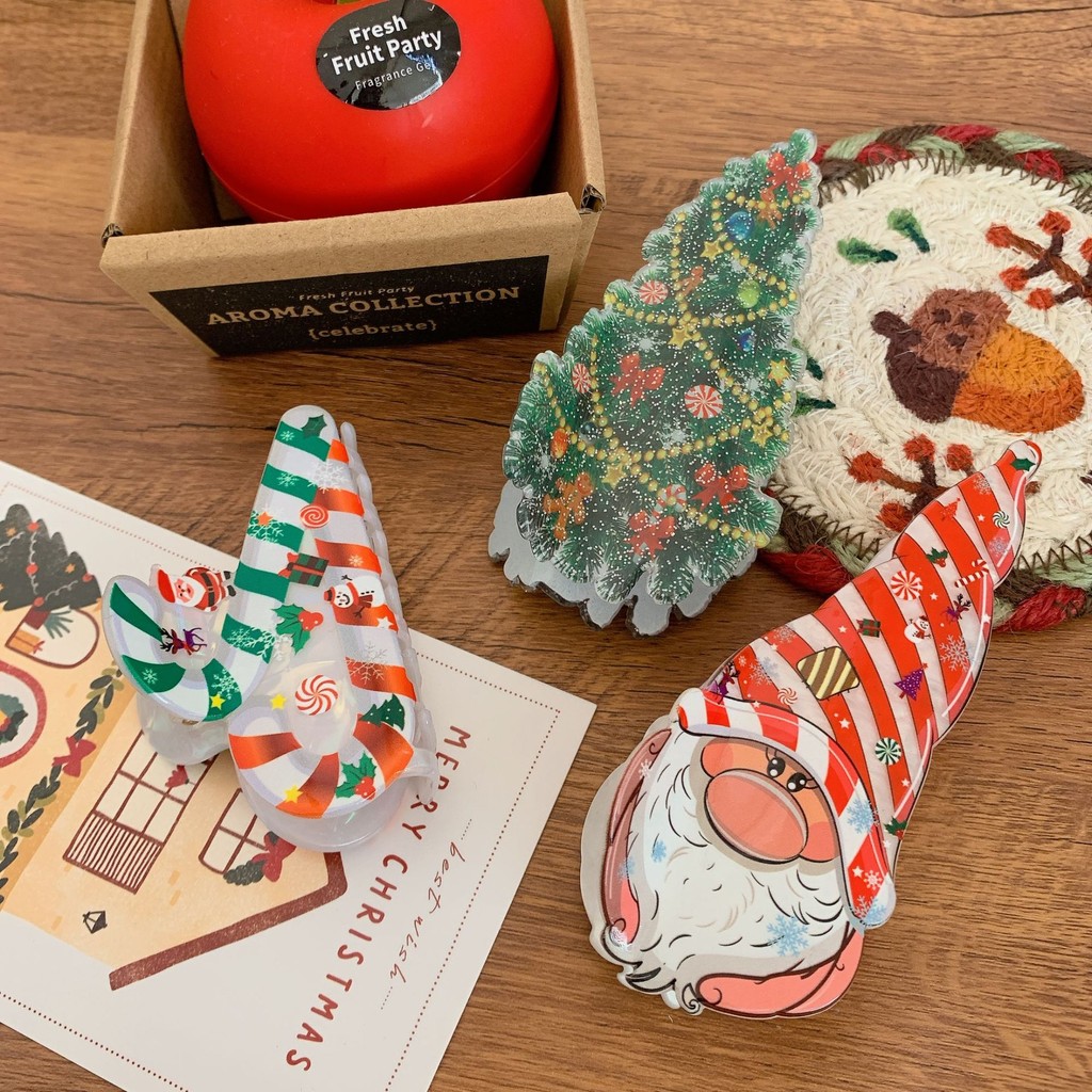 Kovoi/holiday เครื่องประดับผมสไตล์ใหม่ชุดคริสต์มาส Santa Claus Gingerbread Man คลิปฉลาม Elk Snowman กิ๊บติดผมขนาดใหญ่ Gripping คลิป