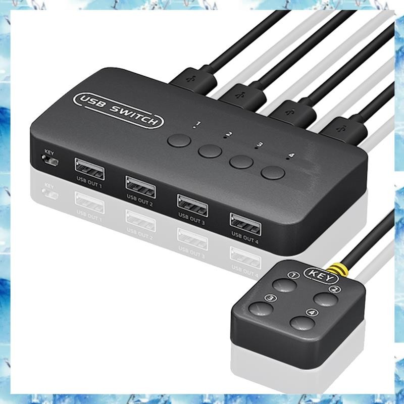 [ ] Kvm Switch USB Switch อะแดปเตอร์คอนโทรลเลอร์ที่ใช้ร่วมกัน 4 อินพุต 4 เอาต์พุต