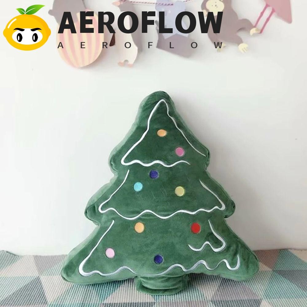 Aeroflow เบาะโซฟาต้นคริสต์มาส หมอนตกแต่งวันคริสมาสนุ่มสบาย INS เป็นมิตรกับผิว 3D รูปการ์ตูนตุ๊กตาตุ๊กตาต้นคริสต์มาสเตียงของเล่นตุ๊กตา
