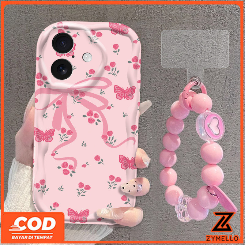 เคสโทรศัพท์ realme Note 60 realme Note 50 realme C61 C65 C63 C67 C55 C35 C33 C31 C51 C30 realme C15 C25 narzo 50A PRIME Rose Bow สร้อยข้อมือกันกระแทกเคสโทรศัพท์ TPU
