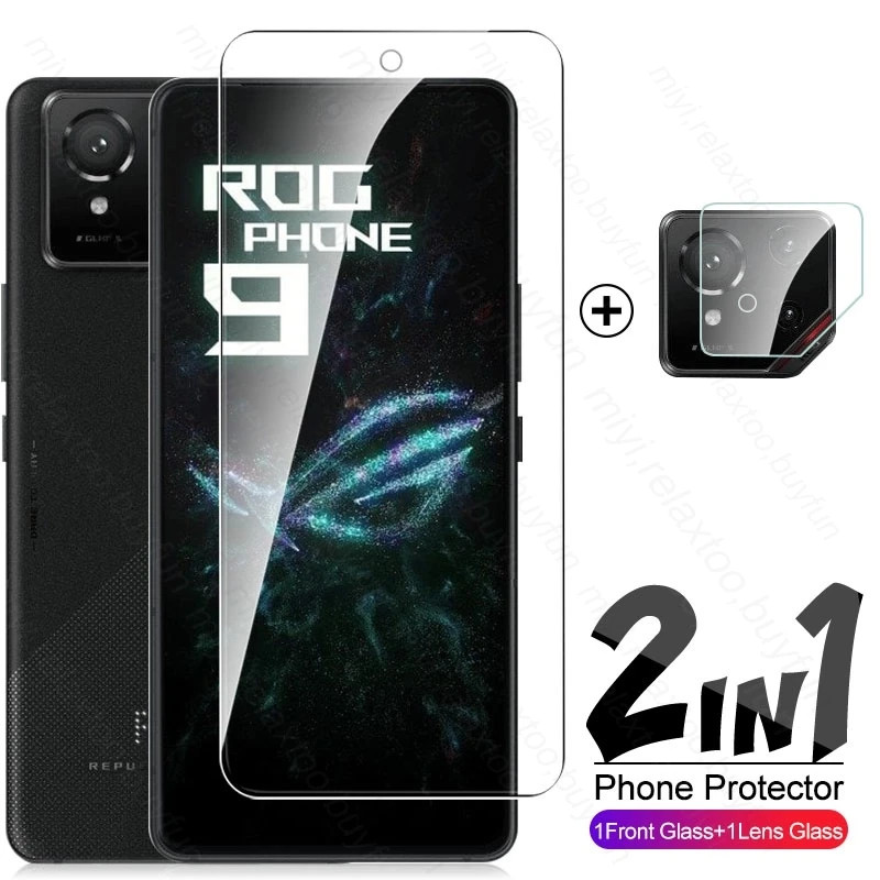 2in1 ROG โทรศัพท์ 9 Pro แก้วสําหรับ Asus ROG โทรศัพท์ 7 Ultimate 8 Pro ป้องกันแก้ว ROG โทรศัพท์ 9 Pro กล้องป้องกันหน้าจอฟิล์ม