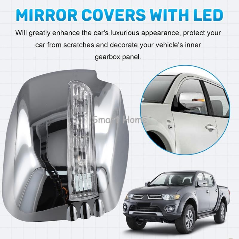 ฝาครอบกระจกมองข้างรถยนต์พร้อมไฟ LED สำหรับ Mitsubishi Triton L200 2005-2014 Pajero Sport 2011 ราคา ถูกที่สุด ดีลบีเคเค แกลเลอรีภาพที่ 3