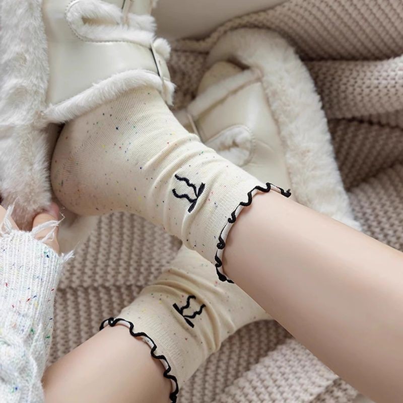 ถุงเท้าแฟชั่นสตรี ถุงเท้าโบว์ สไตล์ Y2K ผ้าฝ้ายแท้ ระบายอากาศได้ดี นุ่มสบาย หวานและน่ารัก - รูปที่ 3