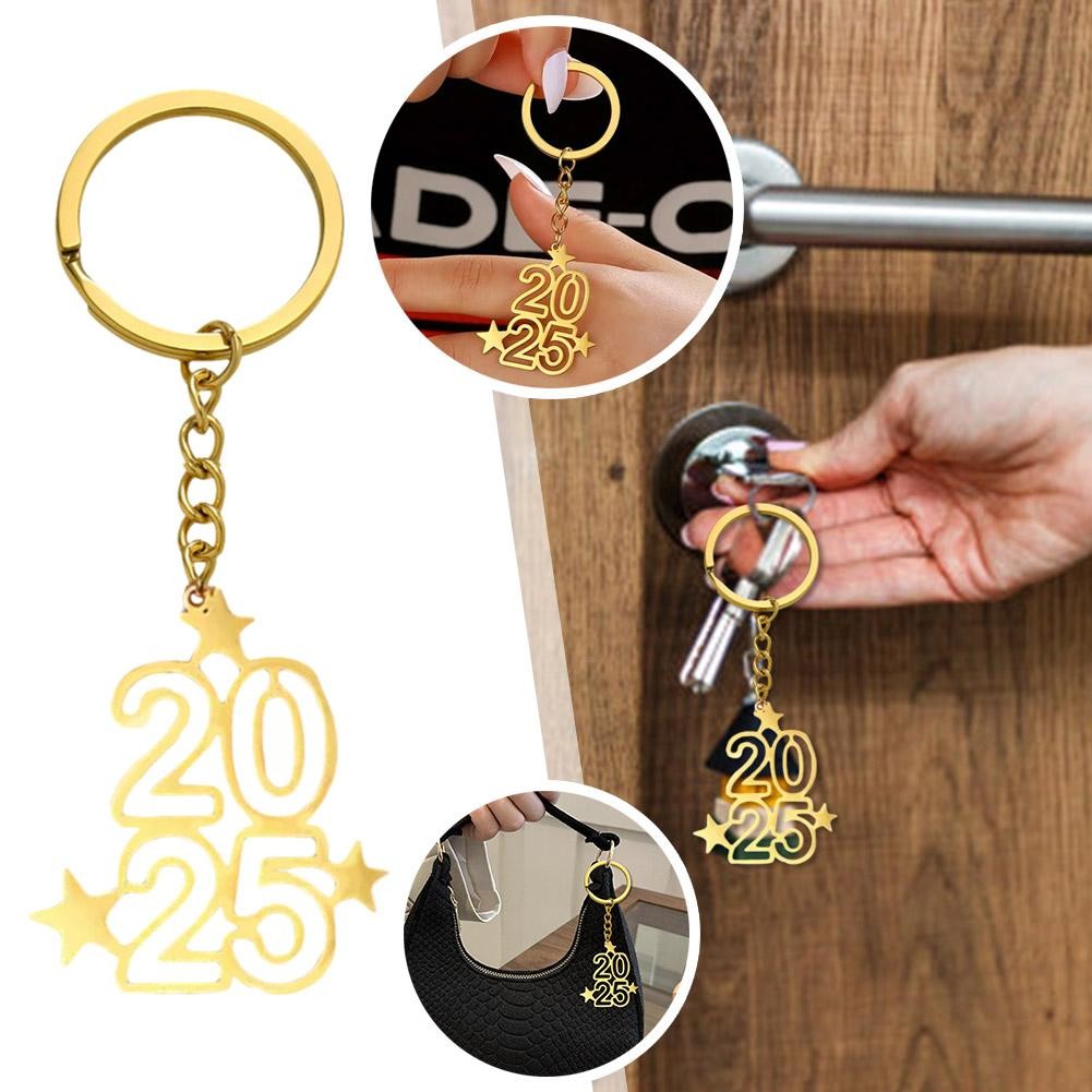 ใหม่ 2025 พวงกุญแจเหล็กดิจิตอลดาว Adorn จี้แฟชั่นกระเป๋าเป้สะพายหลังผู้หญิงทุกวัน C2N6