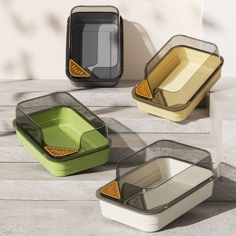 พร้อมส่ง ห้องน้ำแมวใหญ่ กล่องทรายกึ่งเปิด 60cm กระบะทรายแมว ป้องกันทรายกระเด็น พร้อมที่ตักทราย - รูปที่ 6