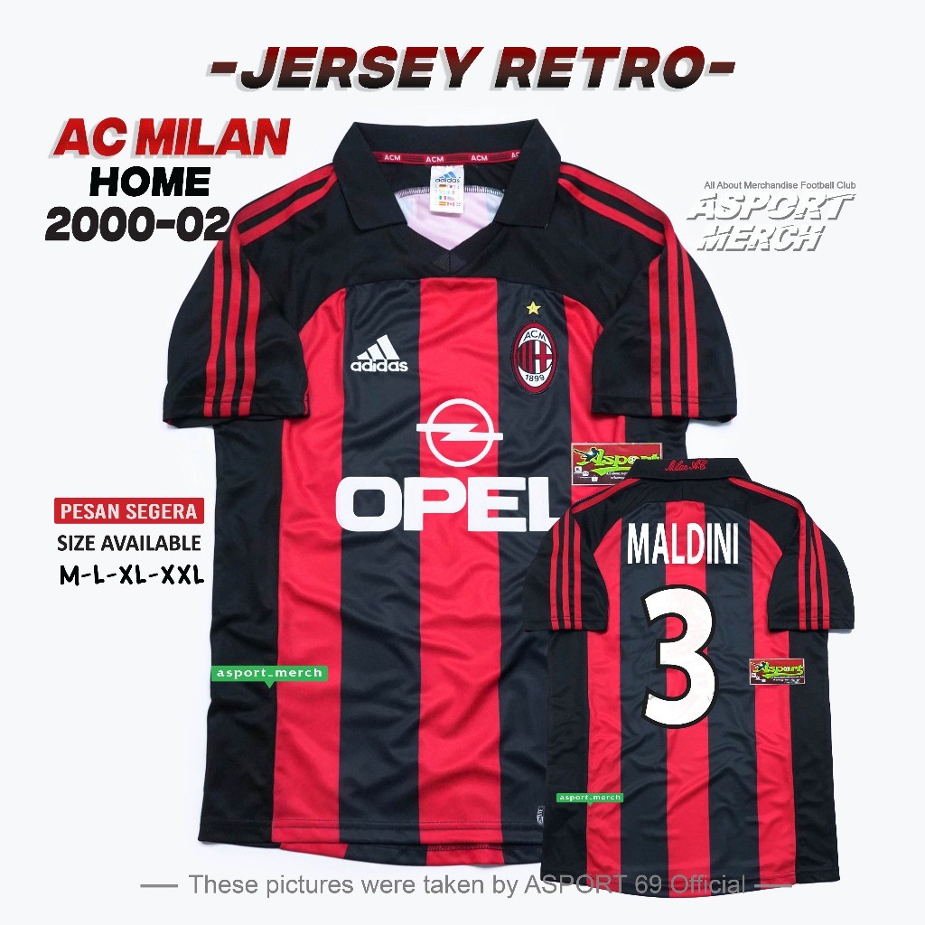 MILAN RETRO HOME JERSEY 2000 2002 ACMILAN RETRO JERSEY 00 02