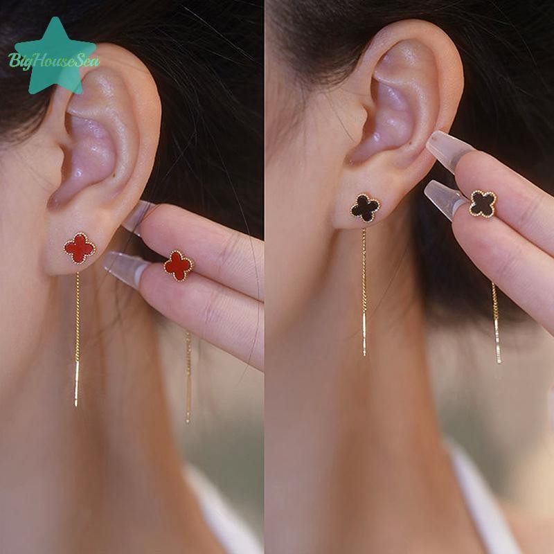 [BigHouseSea] ต่างหูเครื่องประดับโรแมนติก Four Leaf Clover ต่างหูสําหรับผู้หญิงสาววัยรุ่นเครื่องประดับอุปกรณ์เสริมใหม่