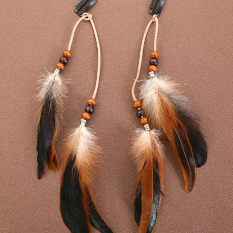 Woke กิ๊บติดผมขนนกโบฮีเมียนวินเทจพร้อมที่คาดผมพู่ยาว - รูปที่ 4