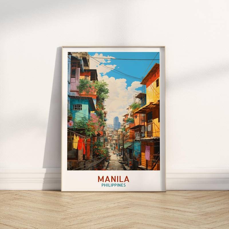 Manila City Travel พิมพ์ โปสเตอร์ติดผนัง Manila Philippines Wall Art ตกแต่งผนังบ้าน A02