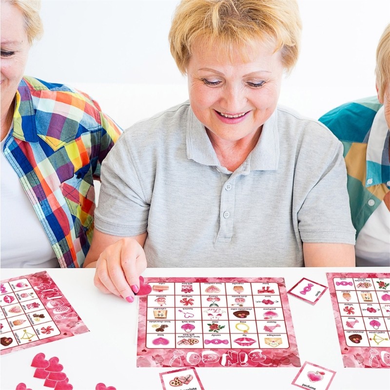 amonoy Valentine Day Bingo Game Card for Home Activities School Classroom Game Valentines Bingo Card