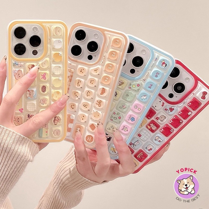 เคสโทรศัพท์สําหรับiphone 16 16Pro 16Plus 16Pro Max 11 12 13 14Plus 15Pro XR XS Max 7 8Plusน่ารัก 3Dคีย์บอร์ดหมีแมวกระต่ายการ์ตูนฝาครอบโทรศัพท์สาวเพื่อนJPD