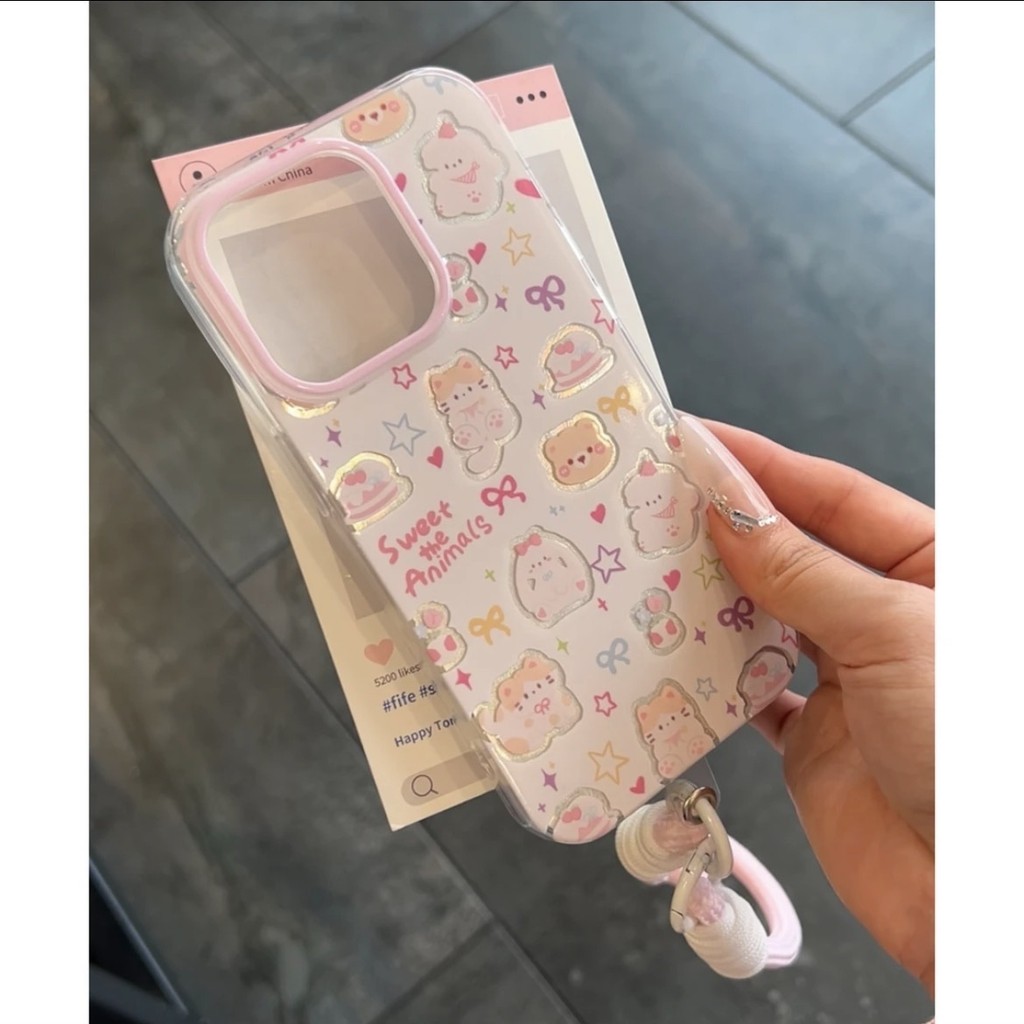 Insแบบเต็มหน้าจอสัตว์น่ารักเหมาะสําหรับiPhone15 Apple 13เคสโทรศัพท์12/11/14promax Soft Case 78p78plu