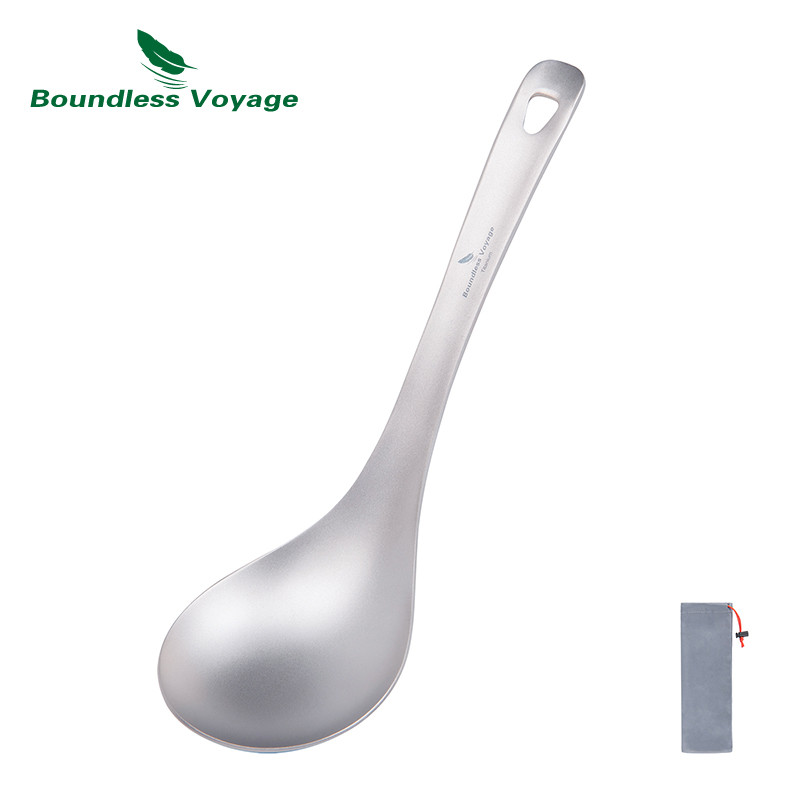 Boundless Voyage ไทเทเนียมช้อน Thickeness บนโต๊ะอาหารโจ๊กสตูว์ซอส Deep-bowled Ladle Scoop ครัวทําอาหาร Ti1038T