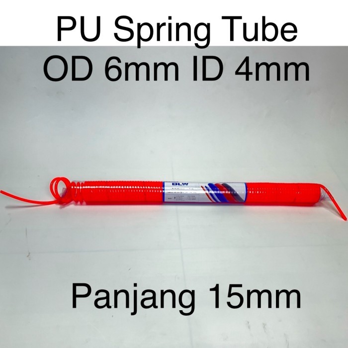 PU 6x4 มม. 6 มม. x 4 มม. OD 6 มม. ID 4 มม.ความยาว 15 เมตรท่อ Recoil เกลียวเครื่องอัดอากาศนิวเมติกท่อ