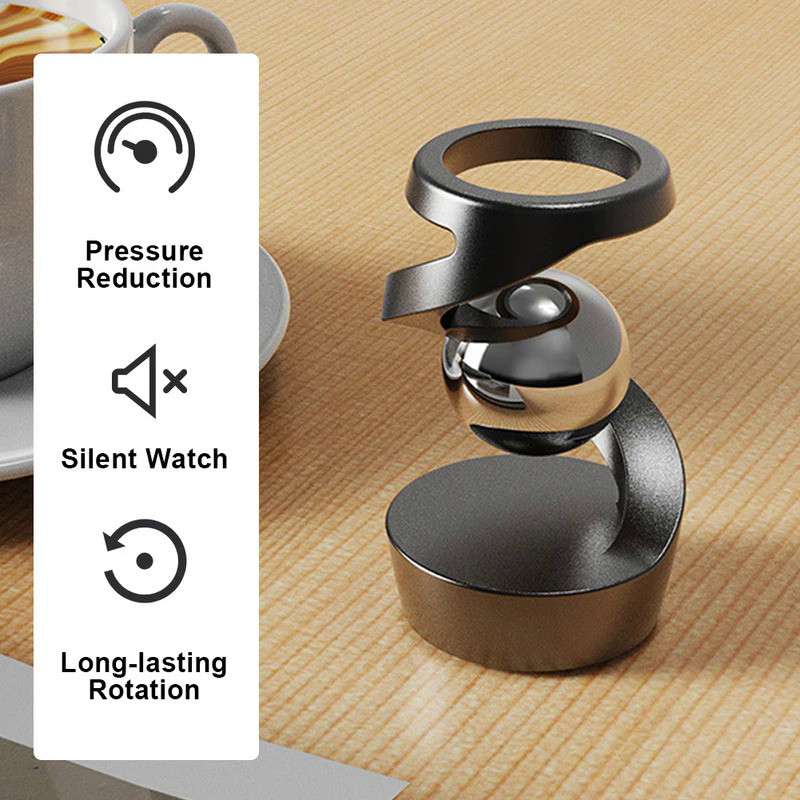 Stress Relief Kinetic Sculpture Gravity Defying Kinetic Desk Toy Desktop Floating Gyroscope for Offi