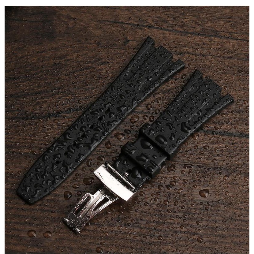 26 มม.27 มม.Luororubber สําหรับ AP Audemars Piguet 15400/26331/15500 Royal Oak Offshore Series ยางสายรัดกันน้ําคุณภาพสูงซิลิโคนนาฬิกาสร้อยข้อมือผู้ชายนาฬิกา Band
