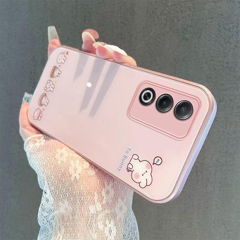 เคส Oppo A3 Pro A6 Pro A5 Pro 5G Case กรณีหรูหรา Liquid Glass กันกระแทก กรณีกล้อง Protector เคสโทรศัพท์น่ารักการ์ตูนกระต่ายกรณี