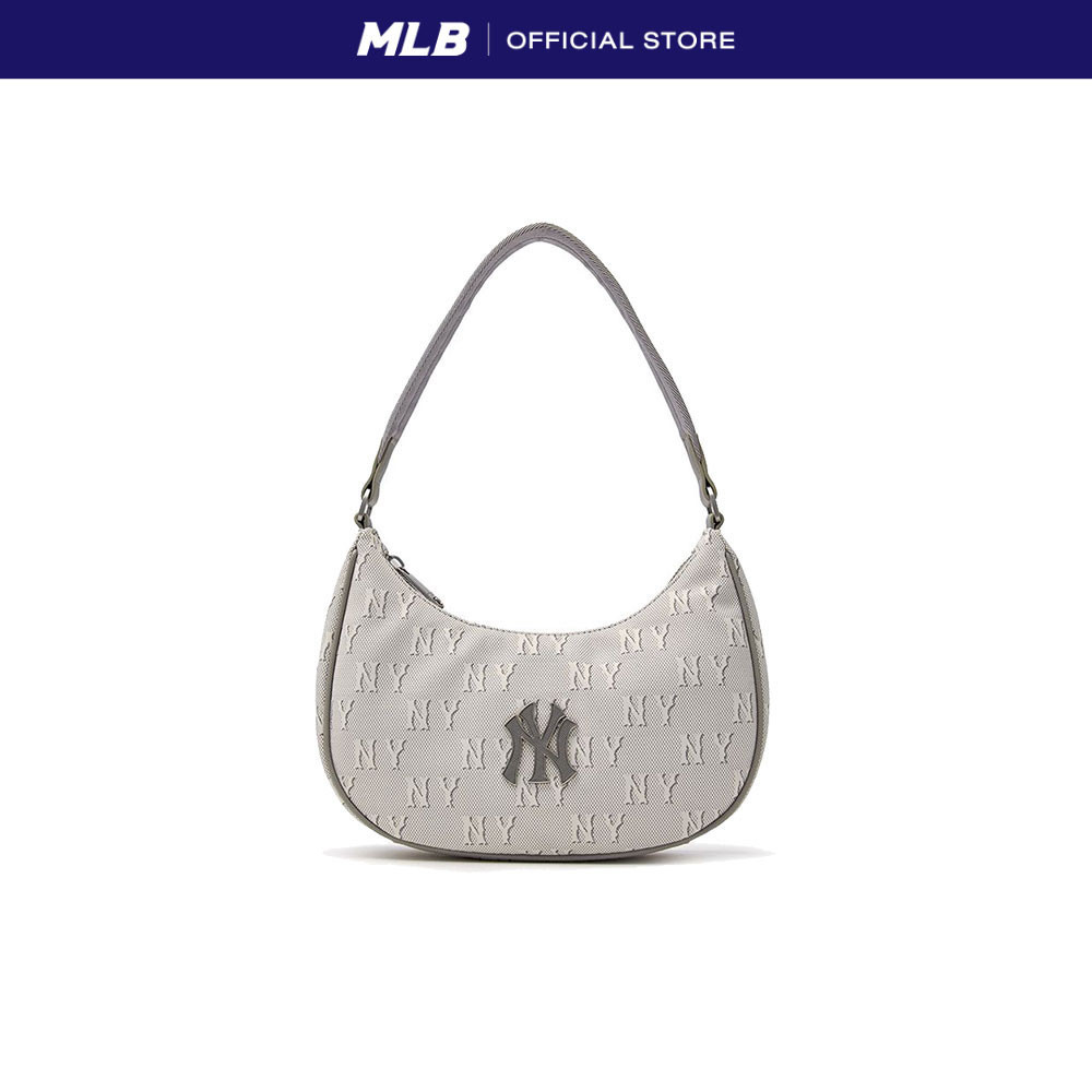 MLB กระเป๋าทรงโฮโบ ยูนิเซ็กส์ Jacquard Monogram รุ่น 3ABQS014N 50CGL สีเทา