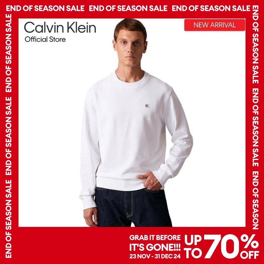 CALVIN KLEIN สเวตเชิ้ตผู้ชาย CK Badge ทรง Regular รุ่น J326966 YAF - สีขาว