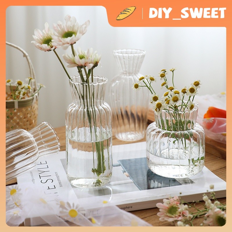 DIY_SWEET  แจกันตกแต่งห้องรับประทานอาหาร,แจกันตกแต่งเรียบง่าย,แจกันลายเส้นใสสไตล์วินเทจ