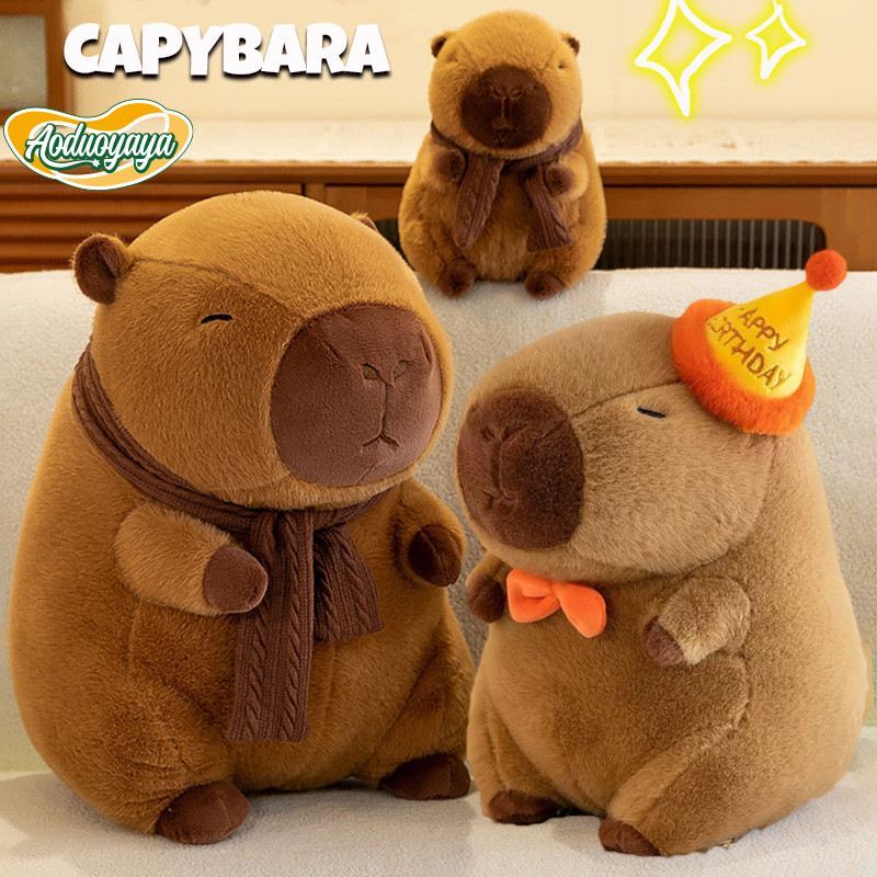 Aoduoyaya ผ้าพันคอ ตุ๊กตาคาปิบาร่า Capybara ตุ๊กตา ของเล่นเด็กผู้หญิง ของขวัญ