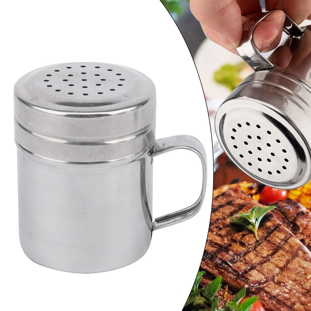 BrighthorNew Handle Shaker Pepper Sugar Salt Stainless Steel Dispenser Powder Tube Coffee Utensils Kitchen Tool
