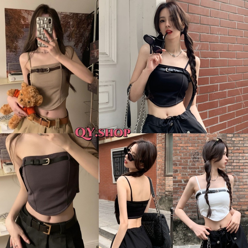 QY.Shop⭐️สินค้าราคาพิเศษ⭐️เสื้อเกาะอก มีฟองน้ำ แถมสายเพิ่ม ใส่ได้2แบบ "FY6652"