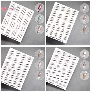 Renbg ฝรั่งเศสเล็บแถบเล็บรูปแบบ Fringe Tip Guides สติกเกอร์ Diy หยักสายเล็บเคล็ดลับคู่มือสติกเกอร์ลายฉลุแถบเครื่องมือ TH