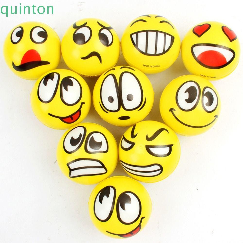 Quiton Smile Face Squeeze Ball, PU Sponge Smile Face Foam Ball, เครื่องนวดเท้ายืดหยุ่น Expression So