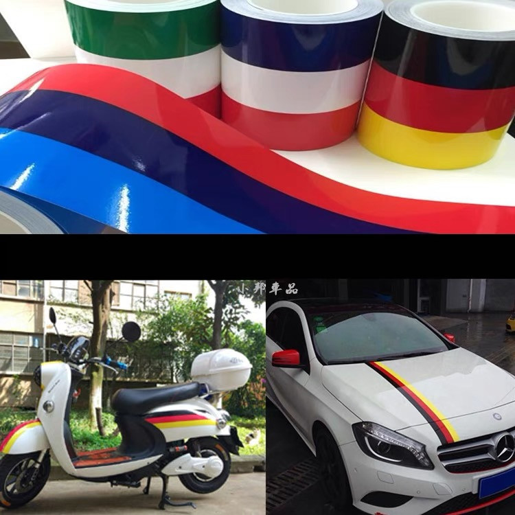 รถ-styling สติกเกอร์อิตาเลี่ยนภาษาฝรั่งเศสคําเยอรมนีธงสามสี Stripe Decal สติกเกอร์กันชนรถจักรยานยนต์รถตกแต่งสติกเกอร์เทป 2M