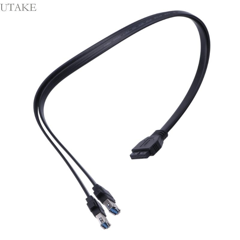 Utake USB Splitter Cable เมนบอร์ด 19Pin to 2 USB 3 0 Extension Cable Shielded Line
