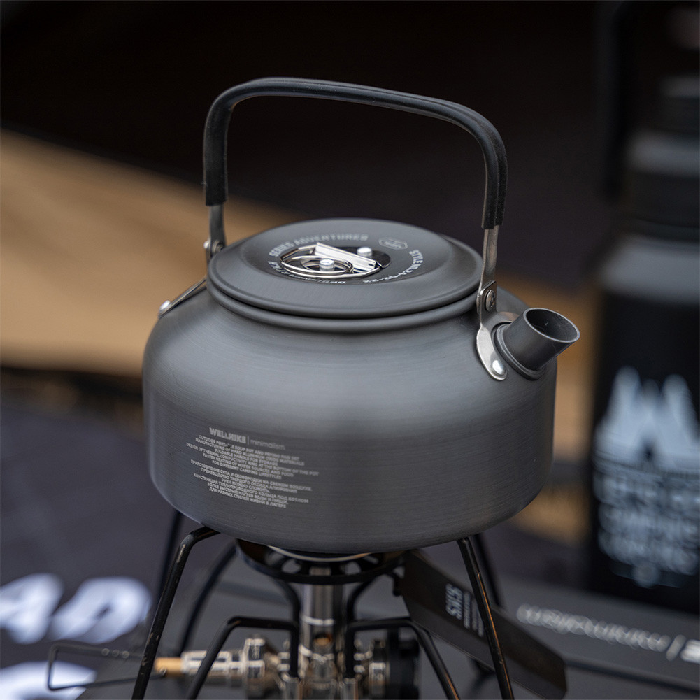 WELLHIKE ชุดเครื่องครัวพกพา 4 ชิ้น พร้อมกาต้มน้ำ หม้อ กระทะ และชุดเครื่องครัวอลูมิเนียมน้ำหนักเบาสำหรับเดินป่า แคมป์ปิ้ง ปิคนิค - รูปที่ 3