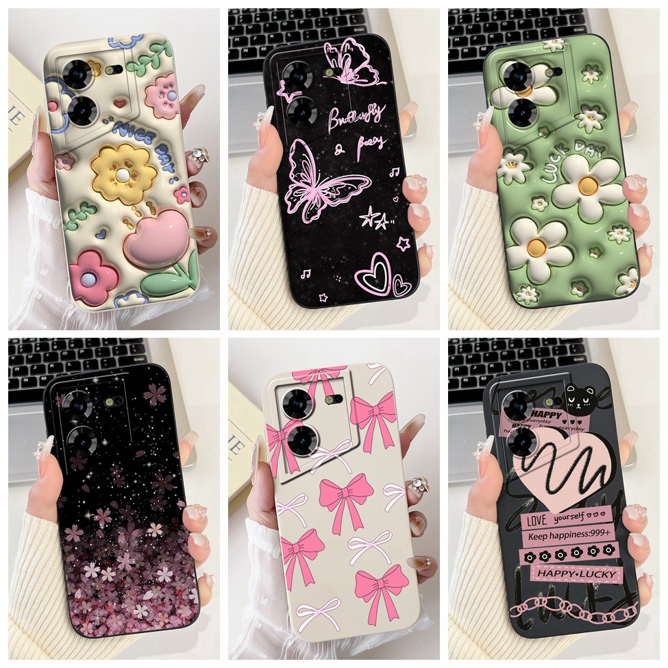 Tecno Pova 5 กรณี LH7n ความงามแมวน่ารักแฟชั่นตลกซิลิโคนกันกระแทกเคสโทรศัพท์ Techno Pova 5 ปกหลัง