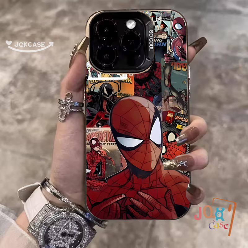 นักเรียน เคสไอโฟน13 หล่อ แมงมุม สำหรับ IPhone 11 16 15 13 12 14 Pro Max 8Plus 7Plus X XS XR Max 6 7 6s 8 Plus SE TPU เคส