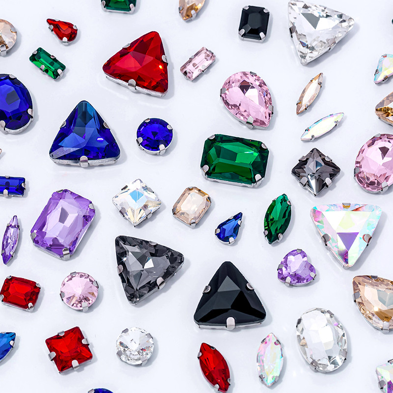 50 ชิ้น/แพ็คคุณภาพสูงผสมรูปร่าง Csystal เย็บบน Rhinestone ชุดแต่งงานรองเท้ากระเป๋า Diy Trim
