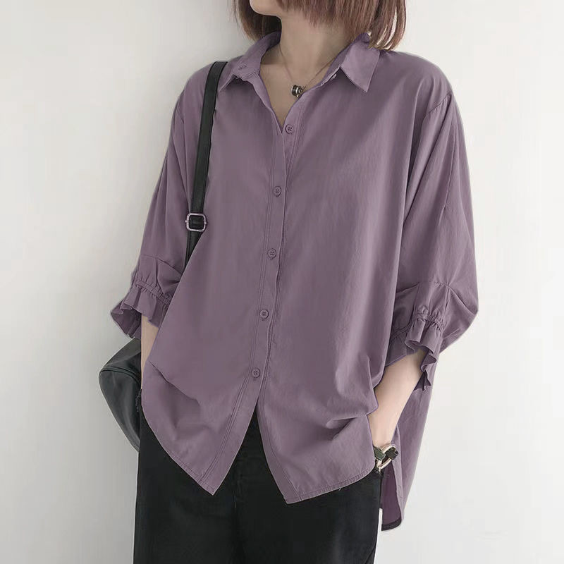 ฤดูใบไม้ผลิและฤดูร้อนใหม่เกาหลีหลวมผู้หญิงเสื้อแฟชั่นด้านบนกับแขนโคมไฟ - รูปที่ 2