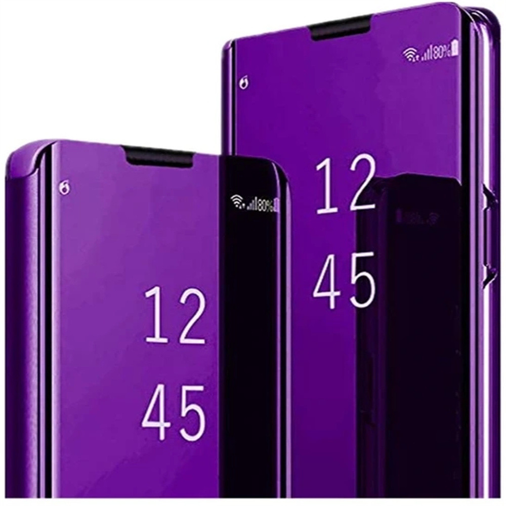 หรูหราสมาร์ทสําหรับ Samsung Galaxy S24 S23 S22 S21 Ultra S20 S10 S9 S8 Plus S23 FE 5G กระจกหนังสมาร์ท Flip Suppor ฝาครอบ