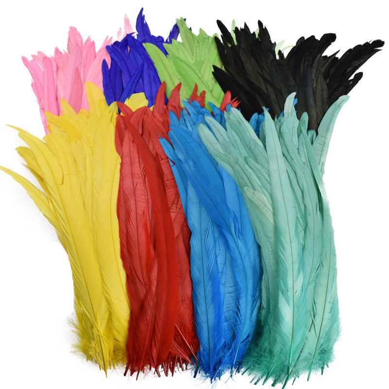 20 ชิ้น/ล็อตสี Rooster Feathers สําหรับงานฝีมือ 40-45 ซม.16-18 นิ้วสีดําขนาดใหญ่ยาวไก่ Feather Cock ไก่ Carnival อุปกรณ์เสริม Decor สําหรับเสื้อผ้า