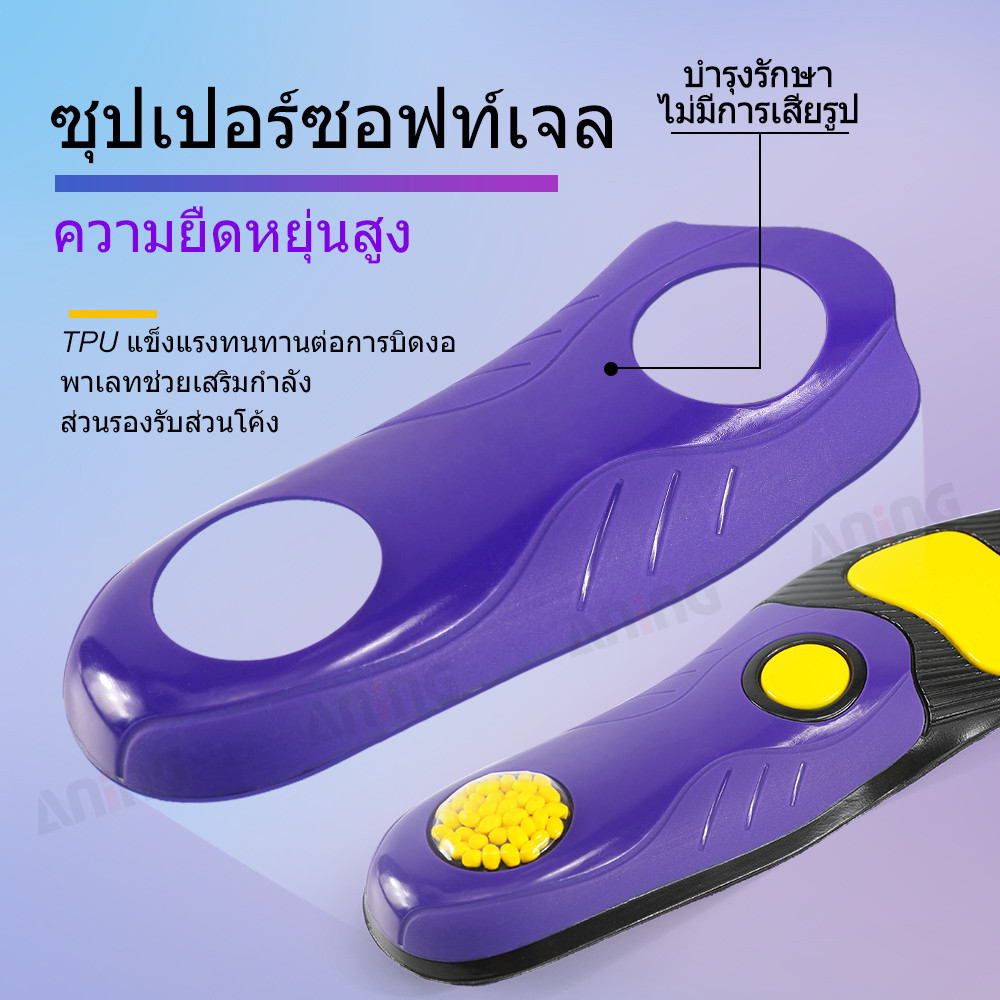 แผ่นรองฝ่าเท้าแบบแบนดูดซับแรงกระแทกรองรับส่วนโค้งสีม่วงเพรียวบาง 1 คู่